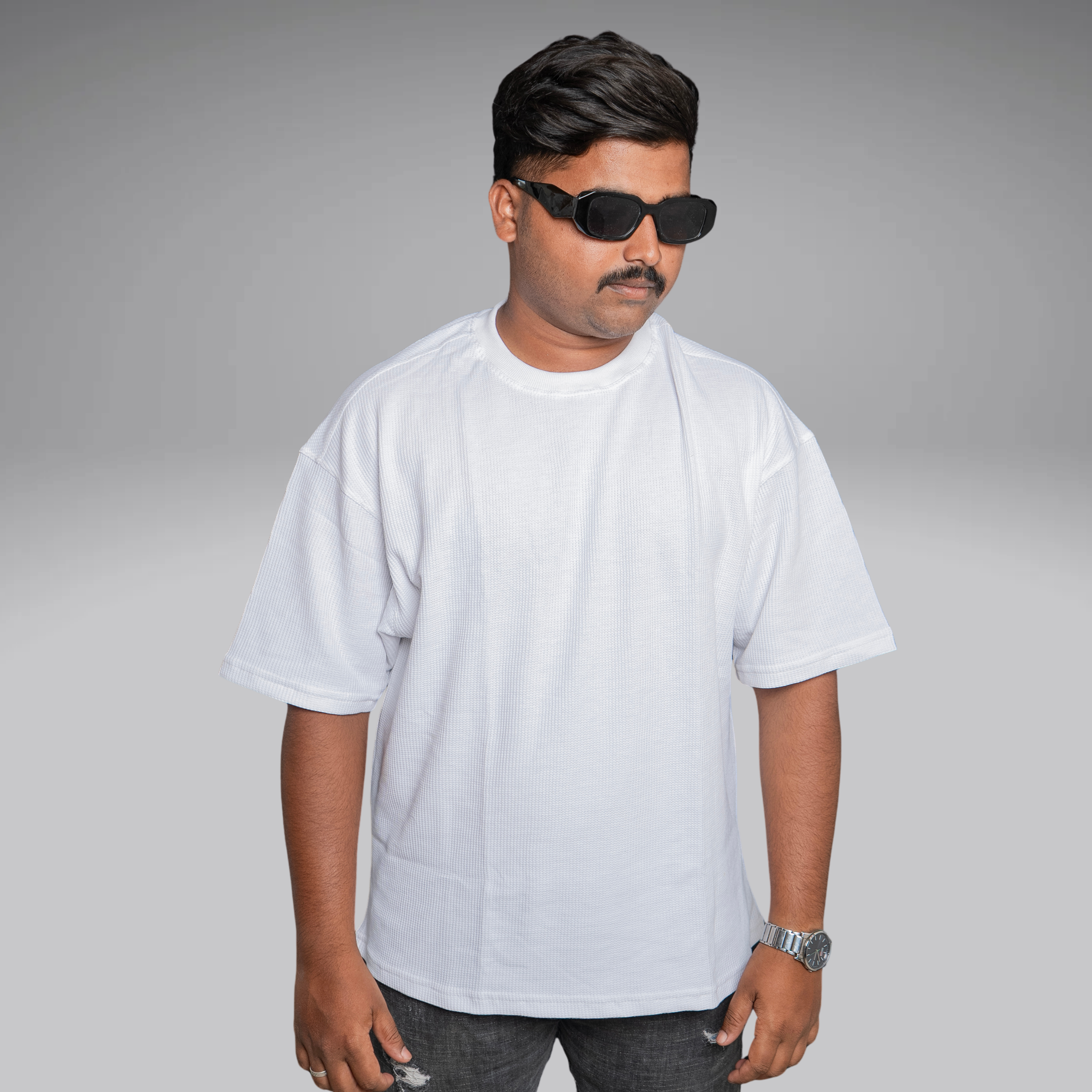 Oversized Waffle T Shirt White