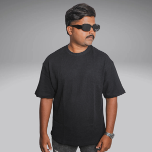 Oversized Waffle T Shirt Black